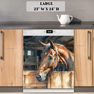 Preview of Brown Horse in the Stable magnet in Large size.