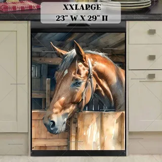 Preview of Brown Horse in the Stable magnet in XX Large size.