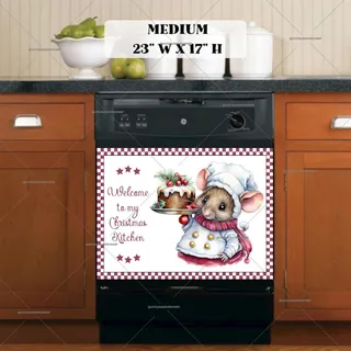 Preview of Cute Christmas Chef Mouse magnet in Medium size.