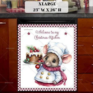 Preview of Cute Christmas Chef Mouse magnet in Extra Large size.