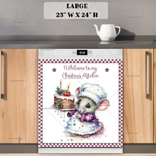 Preview of Cute Christmas Chef Mouse Girl magnet in Large size.