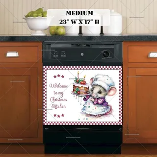 Preview of Cute Christmas Chef Mouse Girl magnet in Medium size.