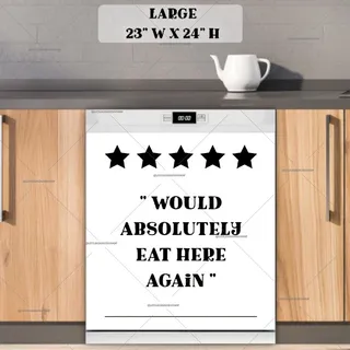 Preview of Cute and Funny Kitchen Review magnet in Large size.