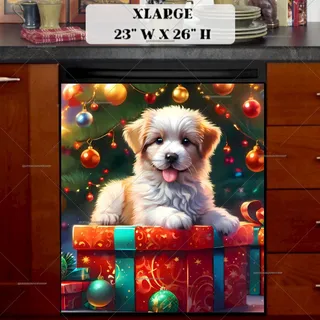 Preview of A Puppy for Christmas magnet in Extra Large size.