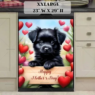 Preview of Mother’s Day Black Puppy with a Sign magnet in XX Large size.