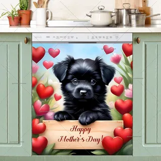 Preview of Mother’s Day Black Puppy with a Sign magnet.