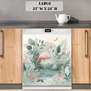 Preview of Boho Flamingos in the Pond magnet in Large size.