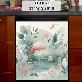 Preview of Boho Flamingos in the Pond magnet in Extra Large size.