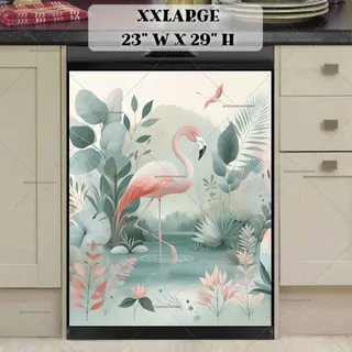 Preview of Boho Flamingos in the Pond magnet in XX Large size.