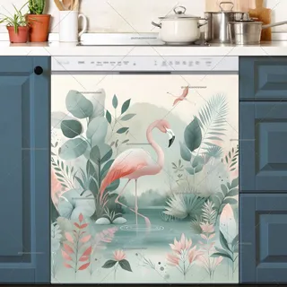 Preview of Boho Flamingos in the Pond magnet.