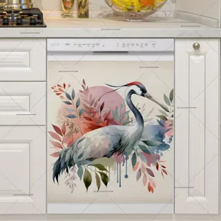 Preview of Bohemian Crane and Flowers magnet.