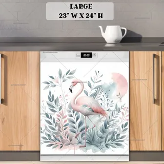 Preview of Bohemian Flamingo and Flowers magnet in Large size.