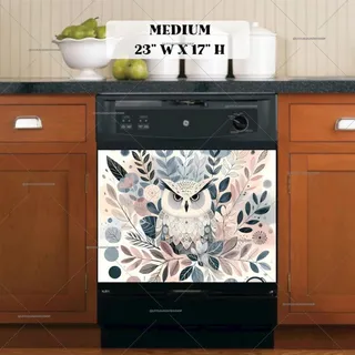 Preview of Bohemian Owl and Flowers magnet in Medium size.