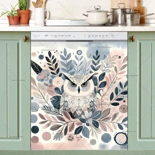 Preview of Bohemian Owl and Flowers magnet.