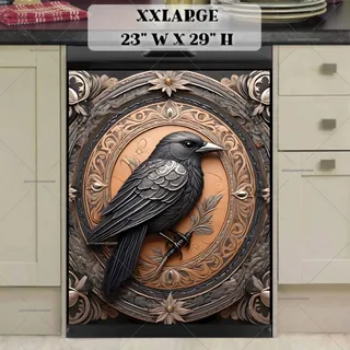 Preview of Tooled Leather Raven magnet in XX Large size.