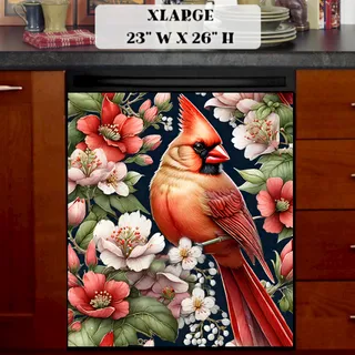 Preview of Cardinal and Blooming Flowers magnet in Extra Large size.