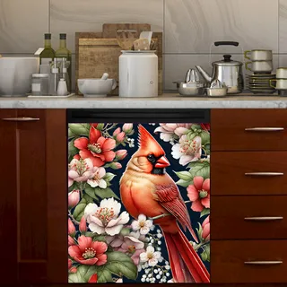 Preview of Cardinal and Blooming Flowers magnet.