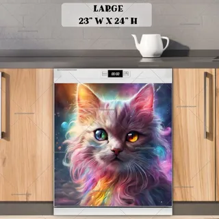 Preview of Beautiful Rainbow Cat Portrait magnet in Large size.