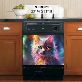 Preview of Beautiful Rainbow Cat Portrait magnet in Medium size.