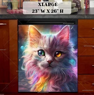 Preview of Beautiful Rainbow Cat Portrait magnet in Extra Large size.