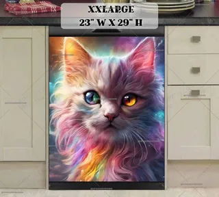 Preview of Beautiful Rainbow Cat Portrait magnet in XX Large size.