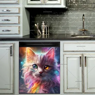 Preview of Beautiful Rainbow Cat Portrait magnet.