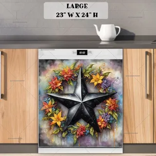 Preview of Black Country Prim Barn Star and Wreath magnet in Large size.