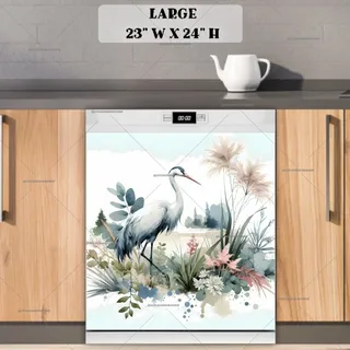 Preview of Elegant Bohemian Crane magnet in Large size.