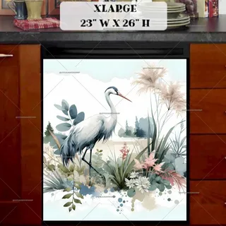 Preview of Elegant Bohemian Crane magnet in Extra Large size.