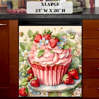 Preview of Vintage Strawberry Cupcake magnet in Extra Large size.