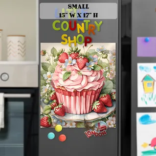 Preview of Vintage Strawberry Cupcake magnet in Small size.