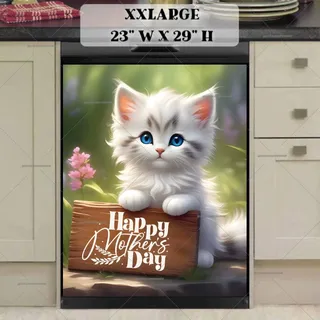 Preview of White Mother’s Day Kitten magnet in XX Large size.