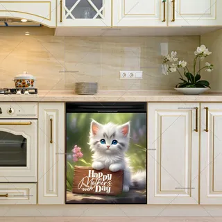 Preview of White Mother’s Day Kitten magnet.