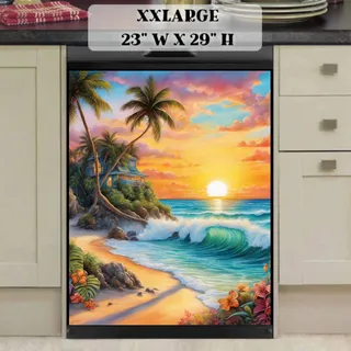 Preview of Tropical Paradise with Cottage magnet in XX Large size.