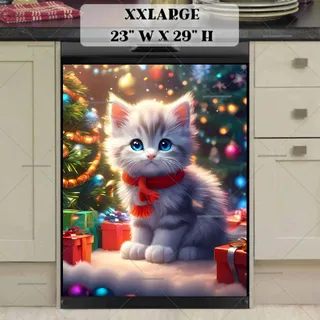 Preview of Cute Christmas Kitten with Gifts magnet in XX Large size.