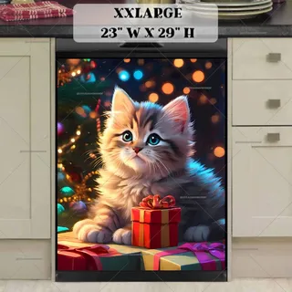 Preview of Kitten Under the Christmas Tree magnet in XX Large size.