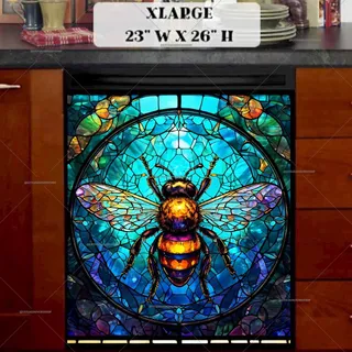 Preview of Stained Glass Honeybee magnet in Extra Large size.