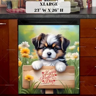 Preview of Mother’s Day Puppy with a Sign magnet in Extra Large size.