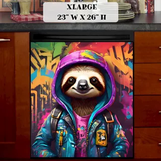 Preview of Hipster Sloth in the City magnet in Extra Large size.