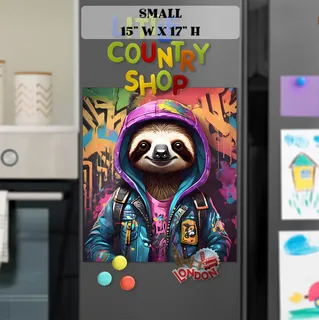 Preview of Hipster Sloth in the City magnet in Small size.