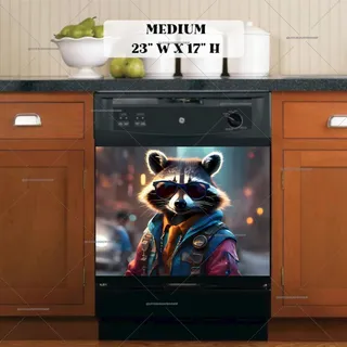 Preview of Hipster Raccoon in the City magnet in Medium size.