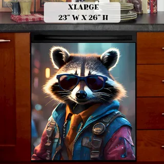 Preview of Hipster Raccoon in the City magnet in Extra Large size.