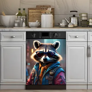 Preview of Hipster Raccoon in the City magnet.