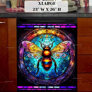 Preview of Colorful Stained Glass Honeybee magnet in Extra Large size.