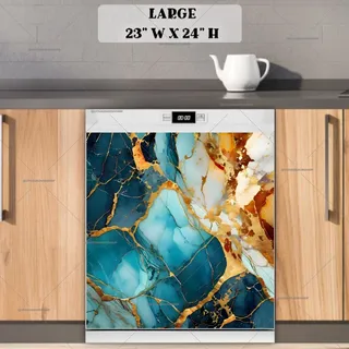 Preview of Gold and Teal Marble Design magnet in Large size.