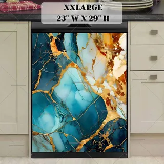 Preview of Gold and Teal Marble Design magnet in XX Large size.