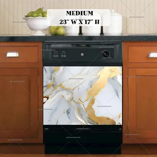 Preview of Gold and Grey Marble Design magnet in Medium size.