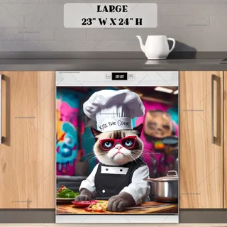 Preview of Grumpy Cat in the Kitchen magnet in Large size.