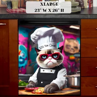 Preview of Grumpy Cat in the Kitchen magnet in Extra Large size.