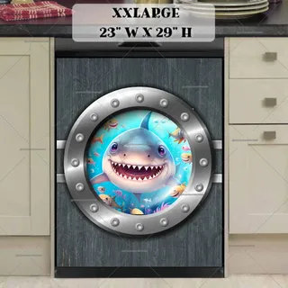 Preview of Cute Shark Looking through the Porthole magnet in XX Large size.